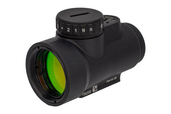 Trijicon MRO HD microdot red dot sight features a top mounted battery compartment